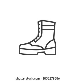 Army Boots Line Symbol. lineares Stilzeichen für mobiles Konzept und Webdesign. Militärschuhe umreißen Vektorsymbol. Symbol, Logo-Abbildung. Vektorgrafik
