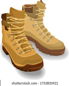 Army boots with shadows, vector