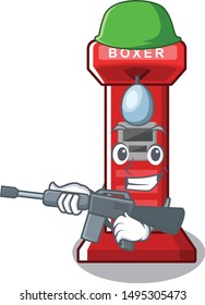 Army boxing game machine isolated mascot