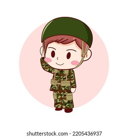 An army boy cartoon character illustration