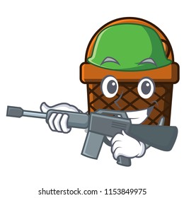 Army bread basket character cartoon