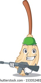 Army broom with in a the cartoon
