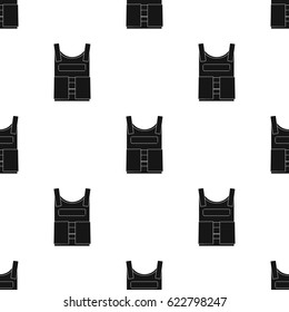 Army bulletproof vest icon in black style isolated on white background. Military and army pattern stock vector illustration
