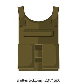 Army bulletproof vest icon in cartoon style isolated on white background. Military and army symbol stock vector illustration