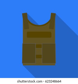 Army bulletproof vest icon in flat style isolated on white background. Military and army symbol stock vector illustration