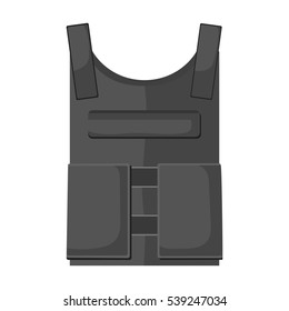 Army bulletproof vest icon in monochrome style isolated on white background. Military and army symbol stock vector illustration
