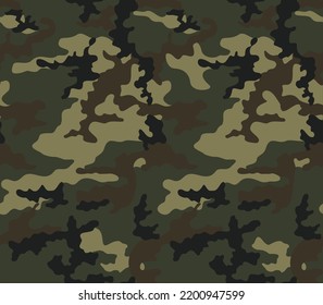 
Army camo seamless green texture, forest pattern, disguise, vector design.