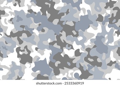 Army camo seamless print. Winter snow camouflage military pattern graphic print for fashion.