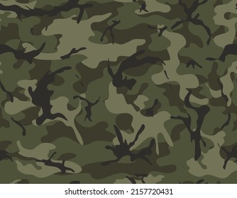 Army Camo Vector Seamless Pattern, Khaki Background, Military Uniform. Ornament.