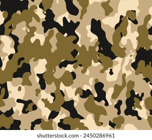 Army camouflage background vector illustration, shape texture, sand pattern for textile