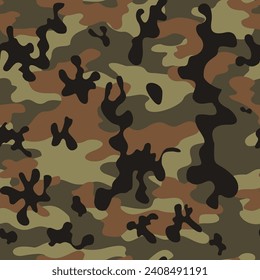 Army camouflage classic pattern, vector seamless modern background, military uniform texture.
