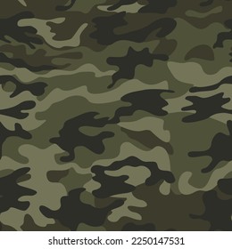 
Army camouflage pattern, military seamless texture disguise, vector background. Khaki color.