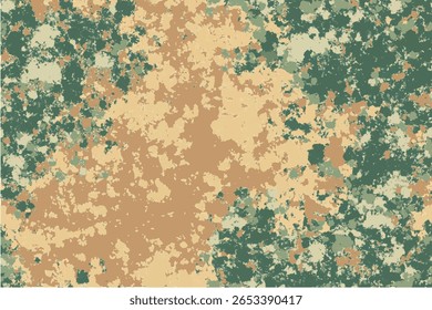 Um padrão de camuflagem do exército com tons de verde, marrom e bege.Vetor fundo do soldado do exército ou caçador camo Militar e padrão de camuflagem uniforme de caça para impressão têxtil.