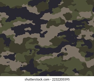 
Army camouflage pattern, vector forest texture, seamless background, military uniform design.