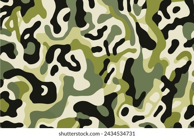 Army Camouflage Print Fabric, in the Style of Biomorphic Abstraction, Hard-Edge Color Field, Naturalistic Animal Paintings, Dark White and Light Green, Low Resolution, Large Scale Abstraction