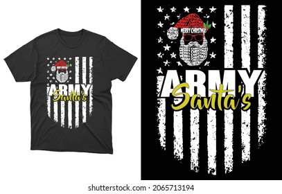 Camuflaje del ejército Santa Cláusula apoya la temporada navideña del ejército Vector de camisetas clásicas