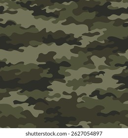 
exército camuflagem sem emenda khaki padrão, repetir vetor fundo