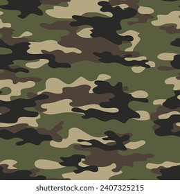 Army camouflage seamless pattern, fashionable modern fabric texture, camouflage, classic military background.