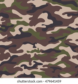 Army camouflage seamless pattern, green-brown colors. Vector illustration