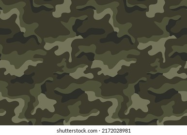 Army camouflage seamless vector military background, classic texture for print on clothes, paper, fabric. Disguise