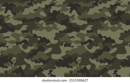 exército camuflagem vetor ilustração padrão caqui sem costura, textura da floresta, fundo militar de caça