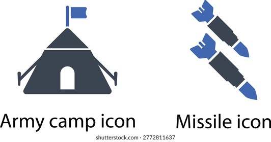 Army camp icon with missile silo outline symbol vector illustration