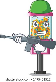 Army candy vending machine isolated in mascot