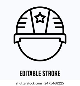 Army Cap, Military Hat Vector Icon.  Isolated Lineal Editable Stroke Vector Icon.