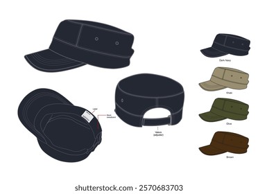 Army Caps Mockup with Combo Colour