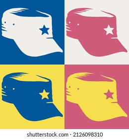 Army caps in a simple bold design, and presented in a pop art style.