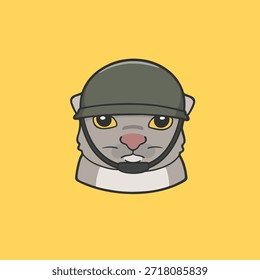 Army Cat Meme Aufkleber Vektor Niedliche Illustration