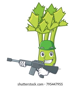 Army celery character cartoon style