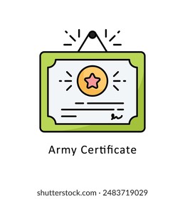 Army Certificate vector   Filled outline Design illustration. Symbol on White background EPS 10 File