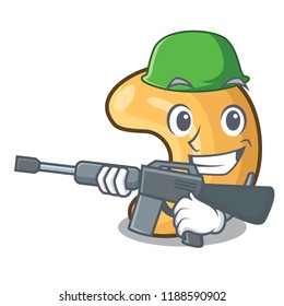 Army character cashew nuts heap on cartoon