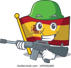 Army character spain flags formed with cartoons