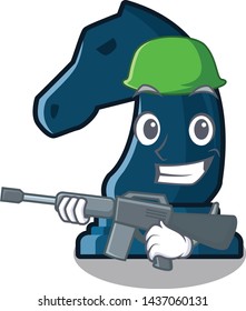 Army chess knight in the mascot shape