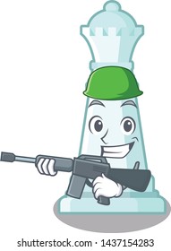 Army chess queen isolated in the character