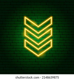 Army Chevron Sergeant Neon Sign. Vector Illustration of Military Promotion.