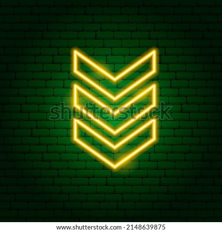 Army Chevron Sergeant Neon Sign. Vector Illustration of Military Promotion.