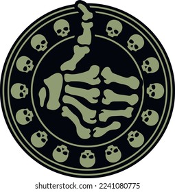 army chevron with skeleton hand gestures