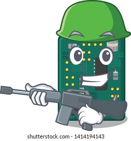 Army circuit board pcb isolated with mascot