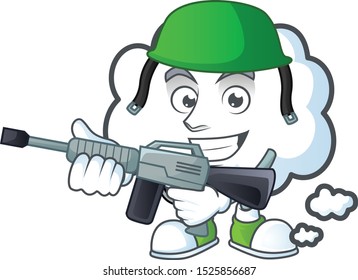 Army cloud bubble cartoon mascot a shape.
