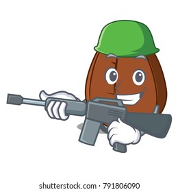 Army coffee bean character cartoon