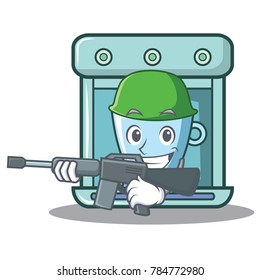 Army coffee maker character cartoon