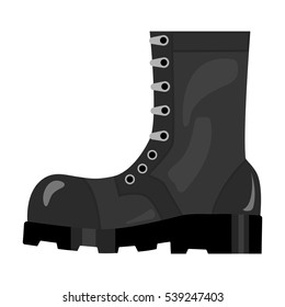 Army combat boots icon in monochrome style isolated on white background. Military and army symbol stock vector illustration