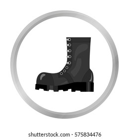 Army Combat Boots Icon In Monochrome Style Isolated On White Background. Military And Army Symbol Stock Vector Illustration