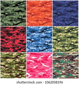 Army /commando Camouflage Pattern In Different Colors