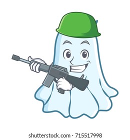 Army cute ghost character cartoon