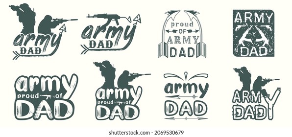 army dad vector t-shirt design set.