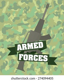 Army design over camouflage background, vector illustration.